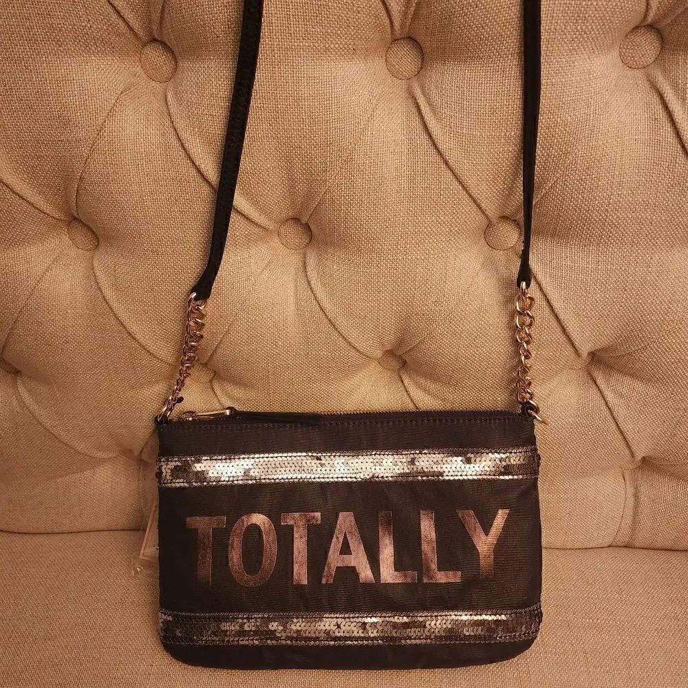 NWT Juicy Couture Totally Black Sequins Crossbody Bag Purse